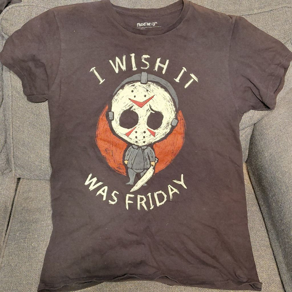 Men's Friday the 13th Charcoal White "I Wish It Was Friday" Short Sleeve Tee S - Picture 1 of 4